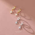 Classic Vintage Zircon 925 Sterling Silver Gold and Silver Plating for Gifts and Parties Four-Leaf Flower Earrings