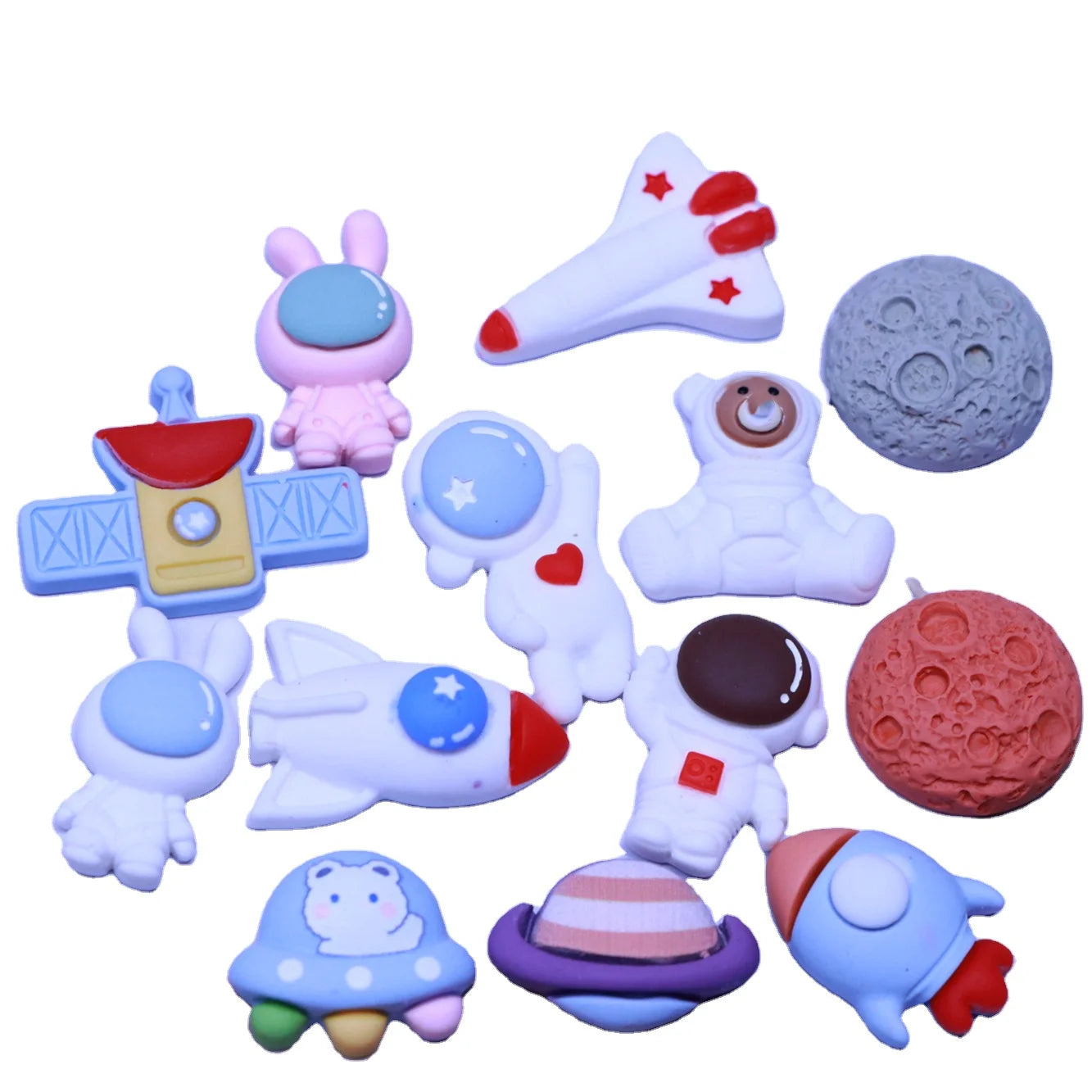 Cute Resin Cartoon Satellite Moon Astronauts Charms FlatBack Cabochon Scrapbooking Crafts DIY Jewelry Making Accessories