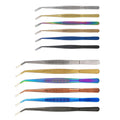 (JYKTT-A135) Colorful 6 and 8 Inch Stainless Steel Fine Curved Tip Culinary Chef Plating Tweezer for Plating Baking Decoration