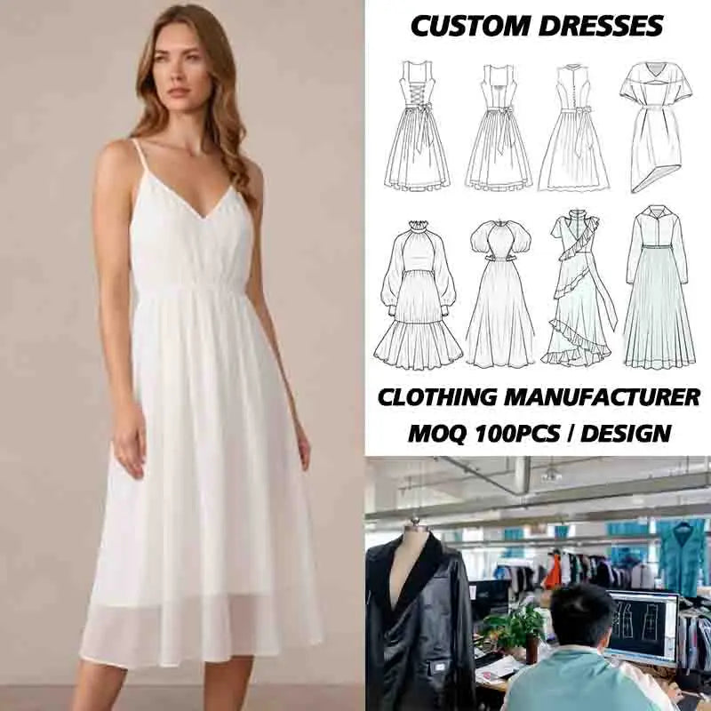 Make Your Own Brand Custom Dress Factory Bespoke Design Women Garment Maker Private Label OEM Sampling Service Bulk Production MegaBDM