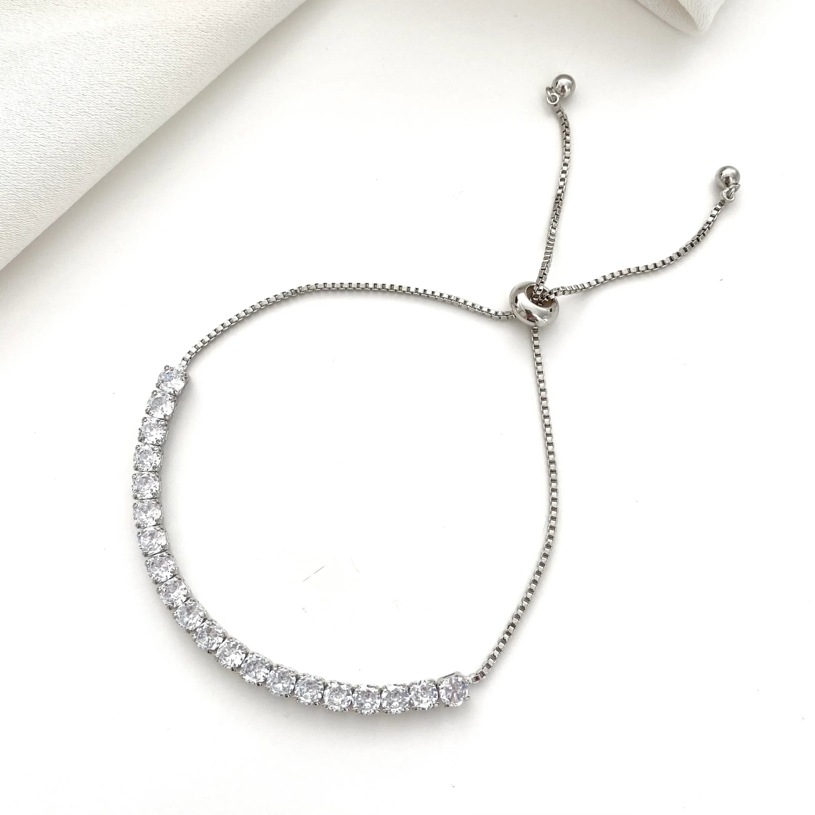Customized 14K 18K White Gold Adjustable Tennis Bracelet 2mm 3mm 4mm Round Lab Grown Diamond Tennis Bracelet Fine Jewelry