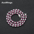 BC107 5MM Red and Clear Heart Shape CZ Chain  Women Tennis Necklace  Men Hip Hop Jewelry