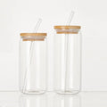 16oz 20oz Clear Beer Can Glass Sublimation Water Bottle Glass Jar With Bamboo Lid and Straws