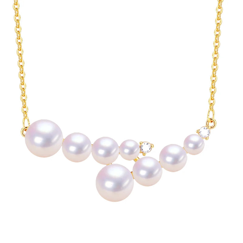 Hot Sale 18K Gold Plated Daisy Smile Pearl Pendant Natural Freshwater Pearl Necklace Jewelry