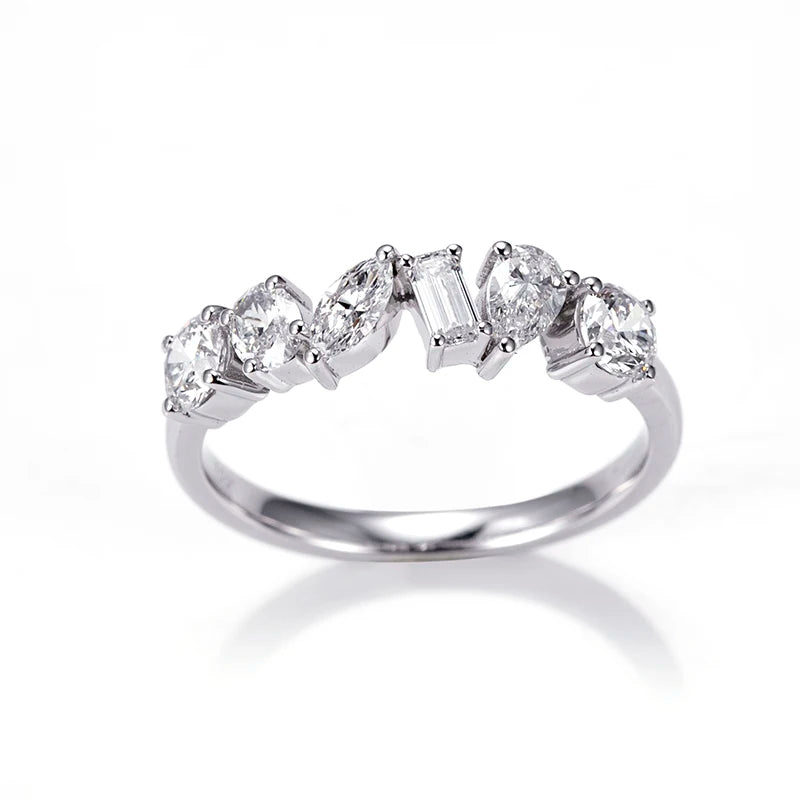 Messi Jewelry MSR-1302 18K Gold Fancy Shape Lab Grown Diamond Eternity Ring for Wedding