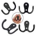 Retro No Rust Heavy Duty Hardware Utility Hanger Double Prong Wall Mounted Robe Coat Hooks with Screws