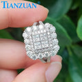 14.5mm square Shape Two Brand Ring Sterling 925 Silver Moissanite Ring Men Women Male Fine Jewelry Gitf Wedding
