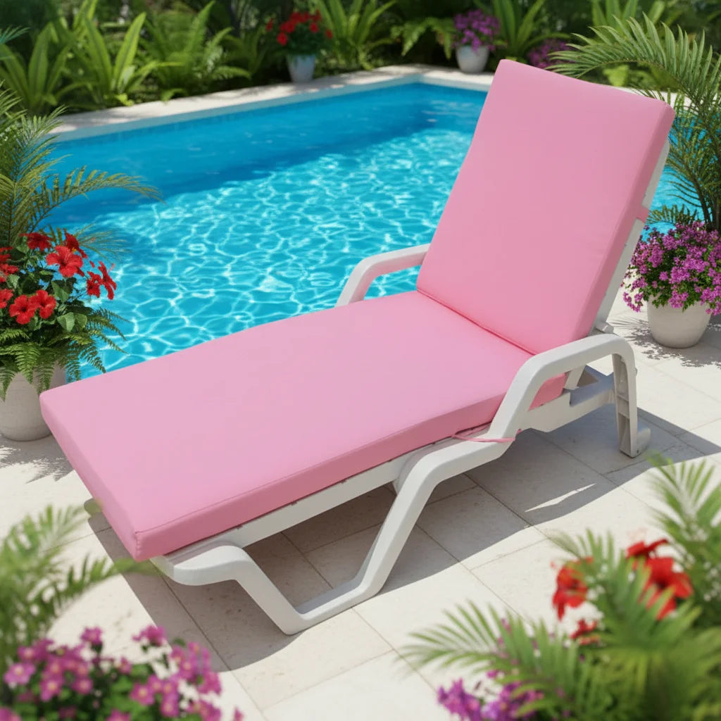 Outdoor Chinese Design Plain Comfortable Sussex Sunbed Lounger Chair Cushion Waterproof Fabric for Park & Hotel Use