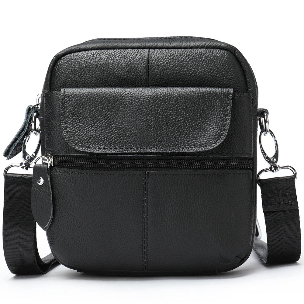 Marrant Fashion Black Crossbody Bag Men Small Genuine Leather Messenger Bag Shoulder Bag Man