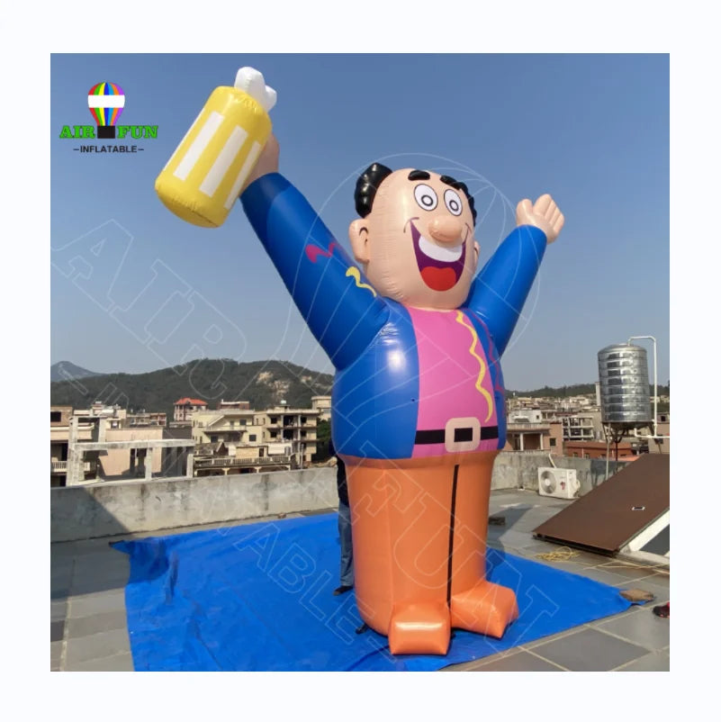 Custom Made Factory Price Giant Inflatable Abraham Holland Doll Balloon with Beer Cup