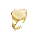 Hot Selling Products Gold Plated Grass Signet Stainless Steel Adjustable Ring