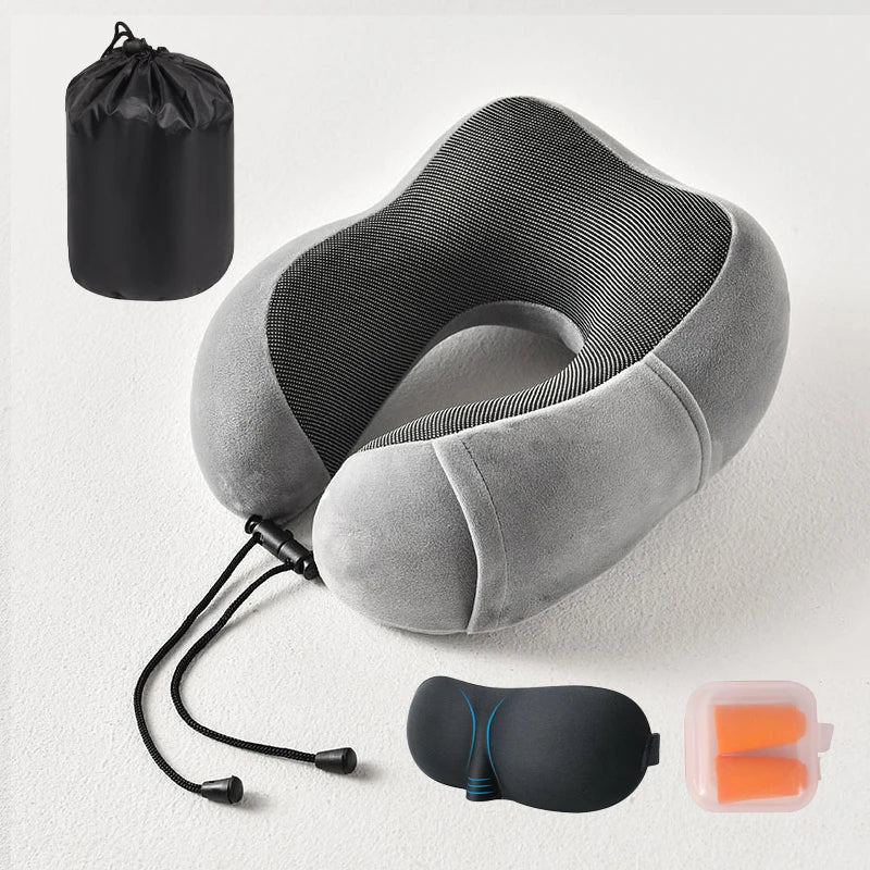 Custom Logo Neck Pillow Portable New Design Adjustable Memory Scarf Plane U Travel Pillow