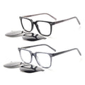 Wholesale Classic Full Acetate Square Optical Eyeglasses Frame Magnetic Nails Slim Clip Rimless Polarized Lens Sheet Sunglasses