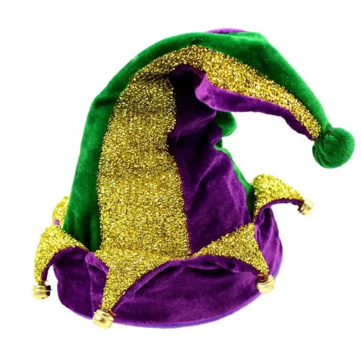 Purple Green and Gold Mardi Gras Musical Dancing Jester Mardi Gras Hat