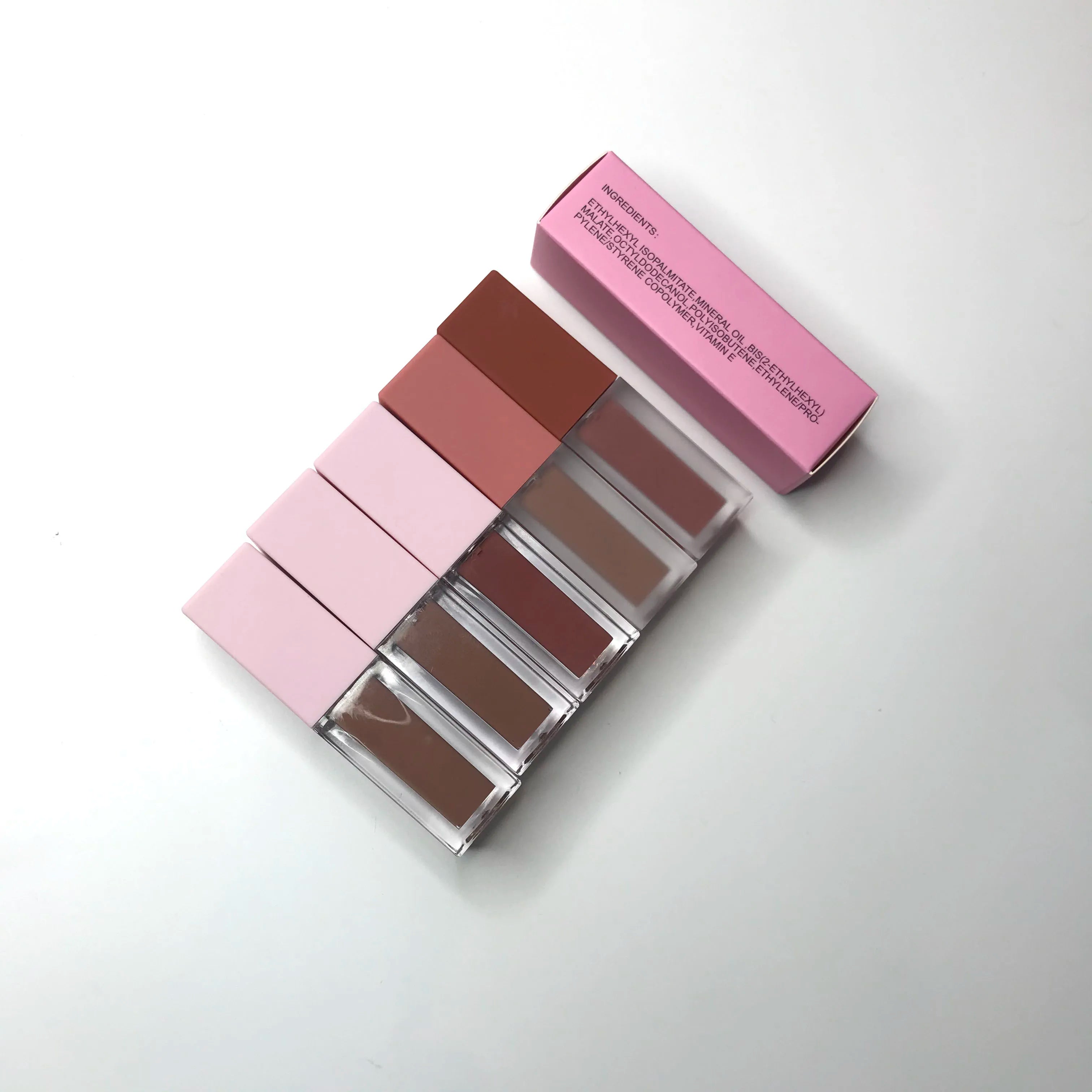 2024 Trending Shimmer Hydrating Clear Nude Lip Gloss Tubes Square Design Mineral Liquid Ingredients OEM Lip Makeup
