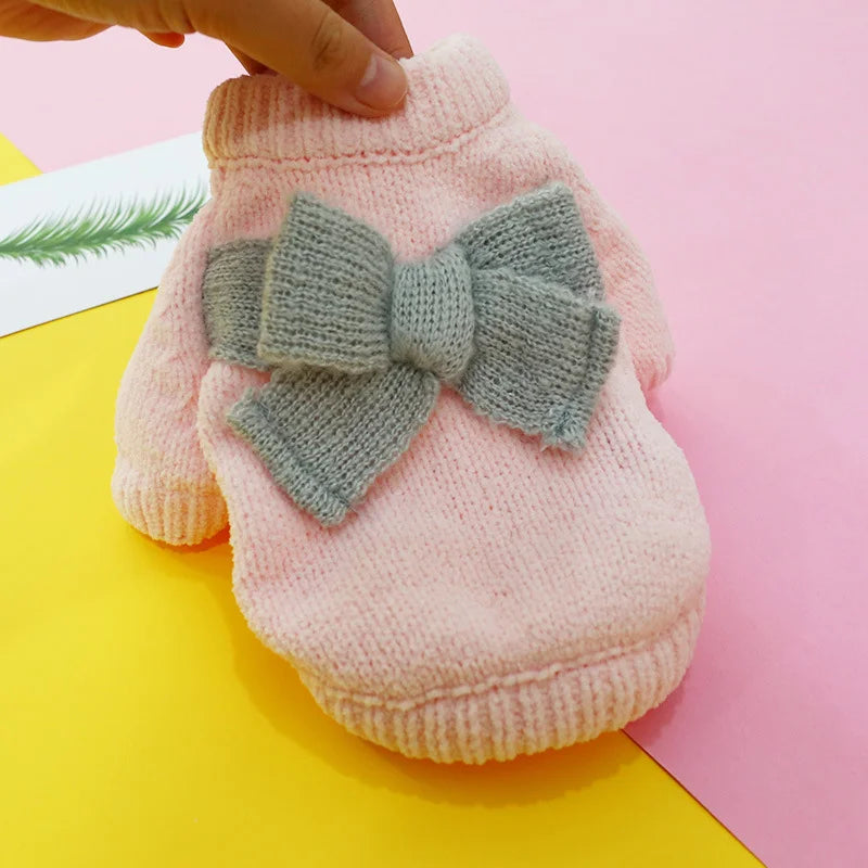 Manufacturers Direct Autumn and Winter Thick  Bow Sweater Pet Clothes