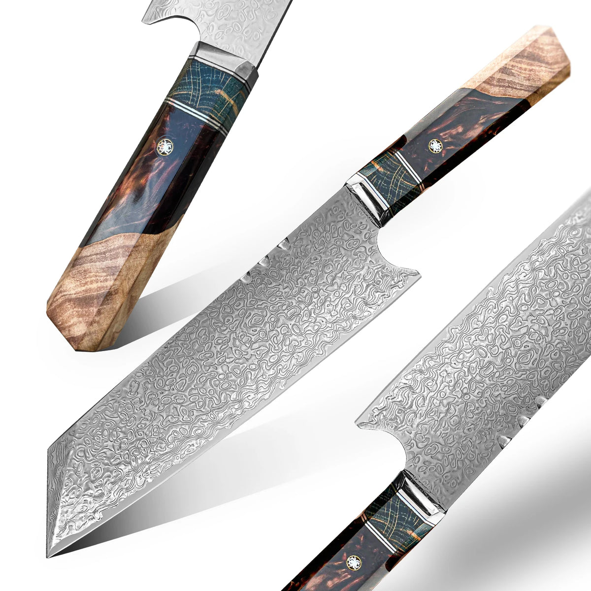 Handmade Santoku Knife 8 Inch Layers Damascus Steel White Shadow Wooden Handle Japanese Chef's Knife Craftsman Eco-Friendly