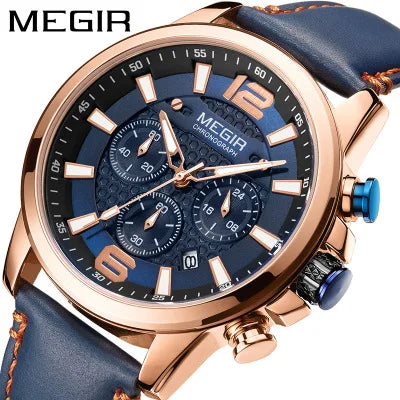 MEGIR 2156 Watch Men Hot Sale Stainless Steel Chronograph Wrist Watch Casual Luminous Waterproof Man Quartz Watches Reloj Hombre