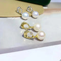 E1205 8-9mm DIY Natural Freshwater Pearl Charm Earrings Mounting Accessory 925 Sterling Silver Gold Plated  Jewelry for Women