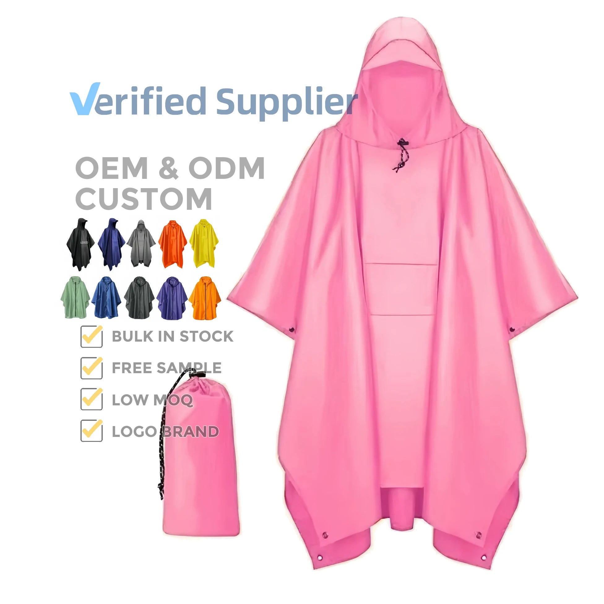 210T Polyester PU Coating 3-in-1 Waterproof Outdoor Poncho 2L Capacity Raincoat Camping Hiking Mountain Trekking Fishing