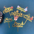 New Design Christmas Cartoon Figure Cake Topper Mix Design Color Acrylic Merry Christmas Cake Topper for Kids