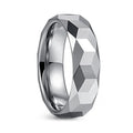 Alin Wholesale 6MM Silver Rhombus Cut Multi Faceted Tungsten Carbide Rings Couples Wedding Band