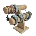 Classic 2-Layer Jute Sweet Arc Design Beaded Watch Bracelet Display Stand Jewelry Container Prop Holder