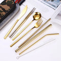 Dinnerware Set Travel Camping Cutlery Set Reusable Silverware with Metal Straw Spoon Fork Chopsticks and Portable Case