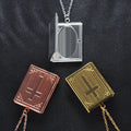 Lot 5 Personalized Rectangle Stainless Steel Photo Frame Locket Pendant Necklace Gold Plated Cross Design for Wedding_occasions