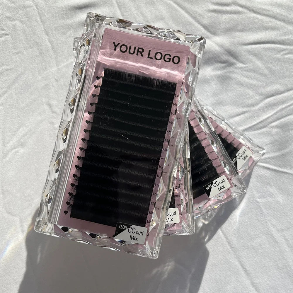 Handmade 0.03 .05 .07 Lash Extensions 4/12/16 Rows Soft Matte Black Individual Volume Velvet Cashmere Lash Extension Trays