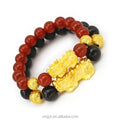 Dubai Gold Jewelry Couples Suck Gold Plated for Good Luck Triple Treasure Fairy Breeze Bracelet Brass Plated Ruyu Men and Women