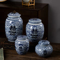 Antique-Style Blue & White Porcelain Tea Pot - New Chinese Design with Happy Character Sealed for Pu'er Tea