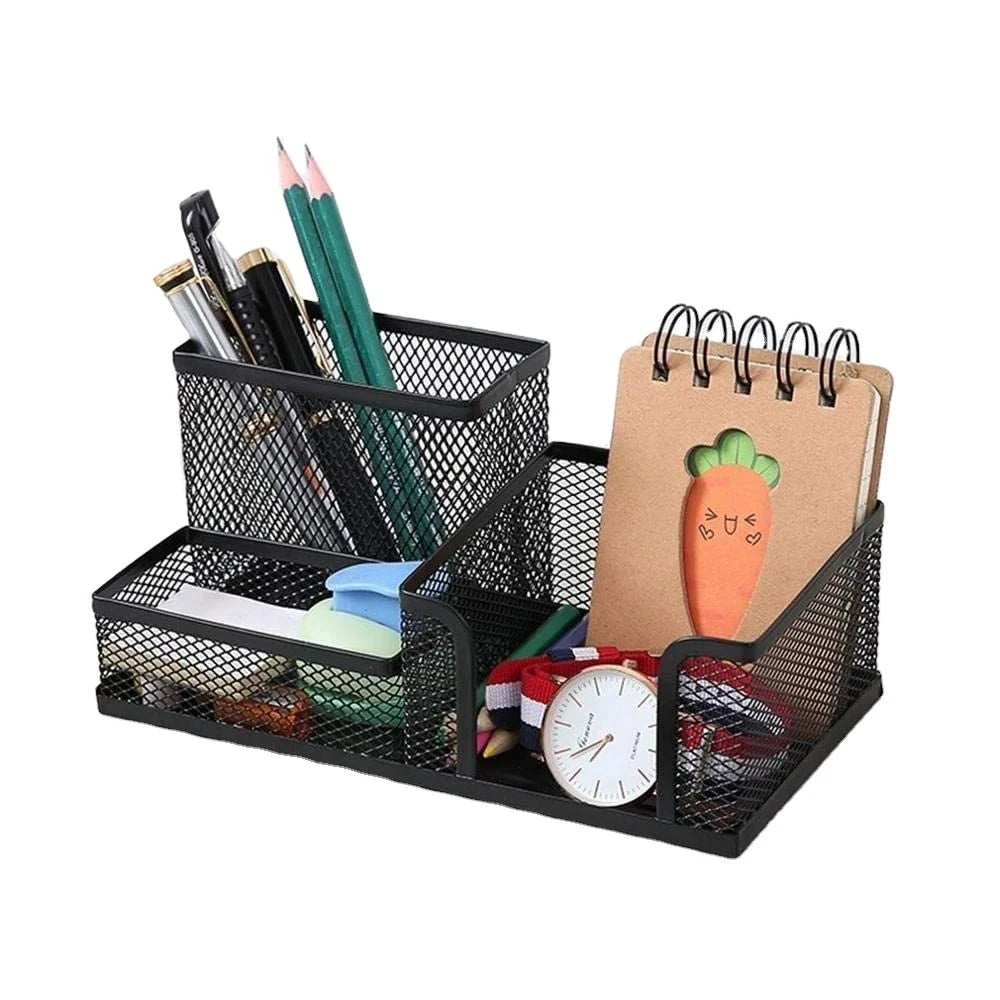 Mesh Desk Organizer Desktop Organizer Metal Office Supplies Caddy with Pencil Holder and Storage Baskets for Desk Accessories