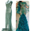 WDP-083 African Hot Selling Green Bodice Applique Long Dress Panel Rhinestone Applique
