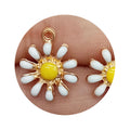 100pcs Adorable Enamel Daisy Flower  Charms Honeycomb Charms Pendants for Jewelry Making Crafts DIY