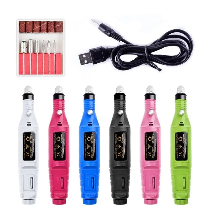 High-Speed Handheld Beauty Care Nail Drill Machine 6 Bit Electric Equipment with US/EU Plugs