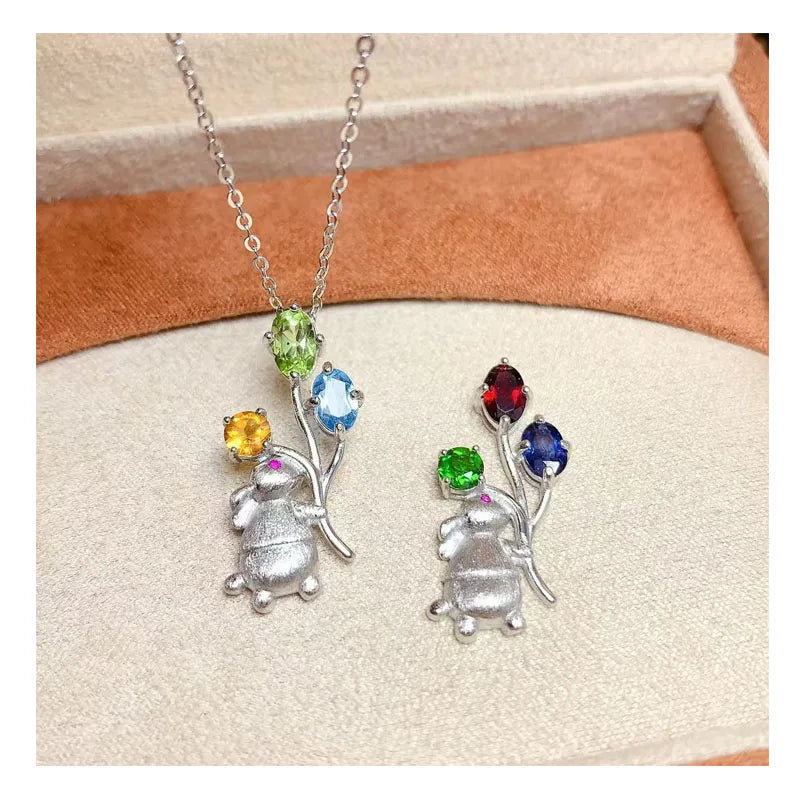 Hot Popular 925 Sterling Silver Natural Gemstone Christmas Women Jewelry Charms Fashion Pendant Necklace