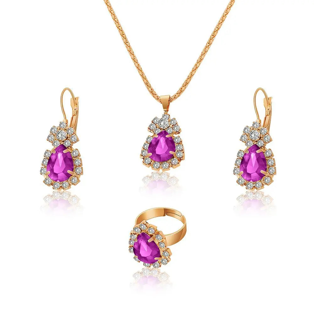 Fashion Gold Crystal Necklace Set for Women Super Market Wholesale N210658