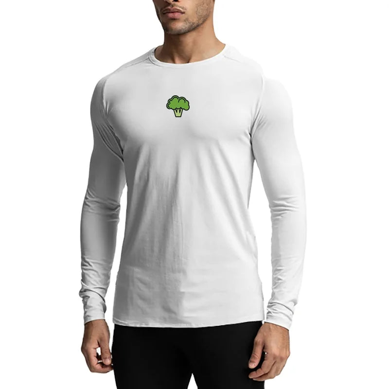 Wholesale Fitness Long Sleeve T Shirt Men's Quick Dry Compression Elastic Shirts Workout Tight Bodybuilding Gym Sports Clothing