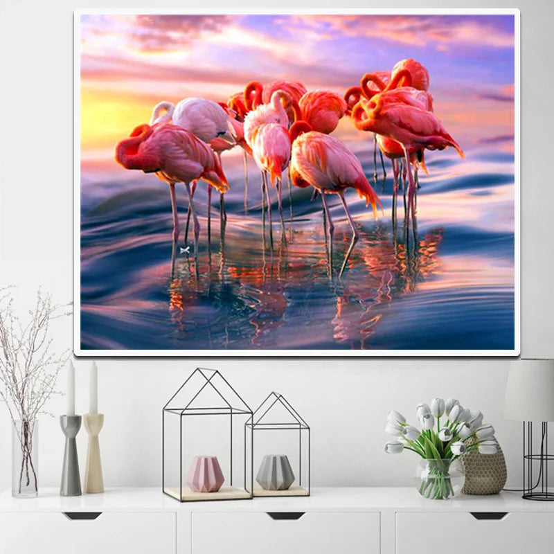 DIY Diamond Painting Full Square/Round Flamingo Canvas Painting Adult Home Decoration Animal Painted Handmade Gift