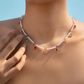 2025 Summer New Pearl Beaded Temperament Versatile Clavicle Chain Contrast Dopamine Heart Shape Necklace for Women