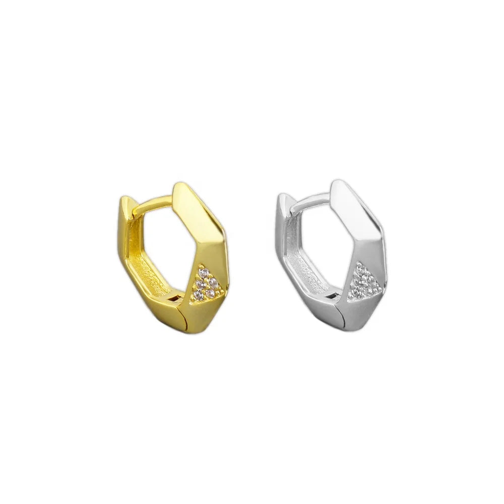 EH1545 Wholesale 18k Gold Statement Korean Fashion Minimalist Cute Geometric Metal Ring Cc Channel Earrings for Trend Women 2025
