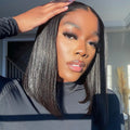 Natural Bob Wig Human Hair 13x4 Frontal Lace Wig 14 Inch Straight 180% Density Pre Plucked Lace Front Wigs for Black Women