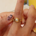 2023 Vintage 18K Gold Plated Freshwater Pearl Waterproof Rings Female Jewelry Aesthetic Stainless Steel Hollow Rings for Women