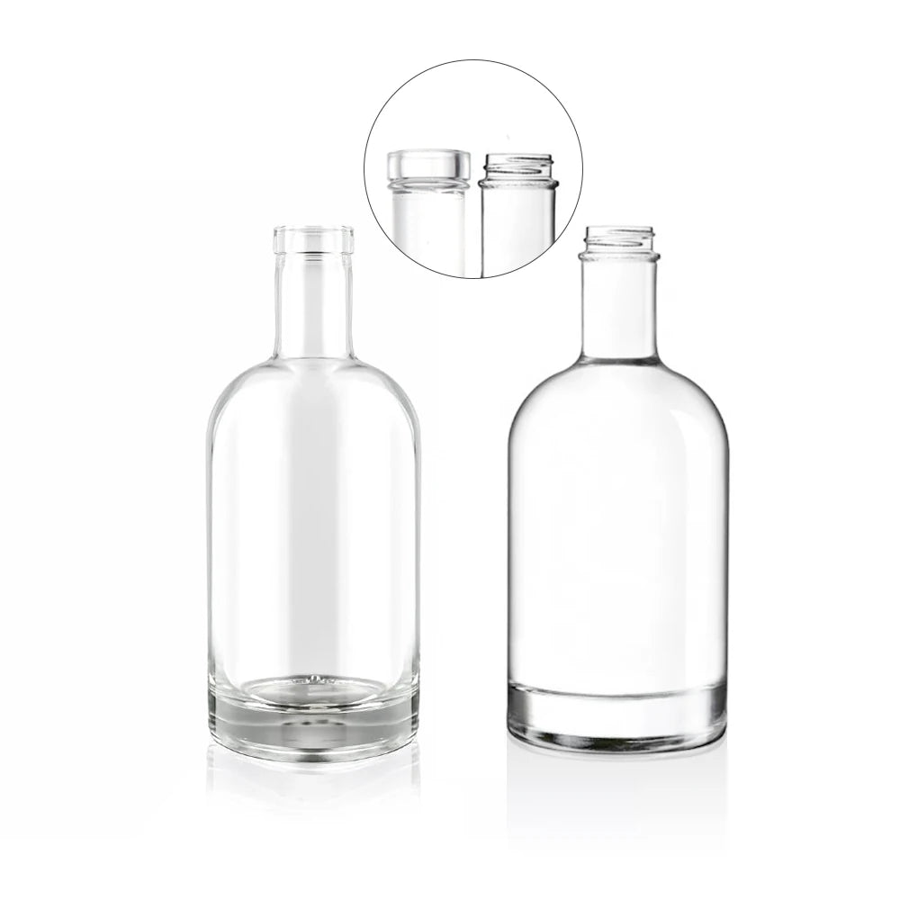 Free Design 200ml 375ml 500ml Extra Flint Glass Flat Brandy Whisky Gin Tequila Spirits Bottles with Screen Printing Oval Shape