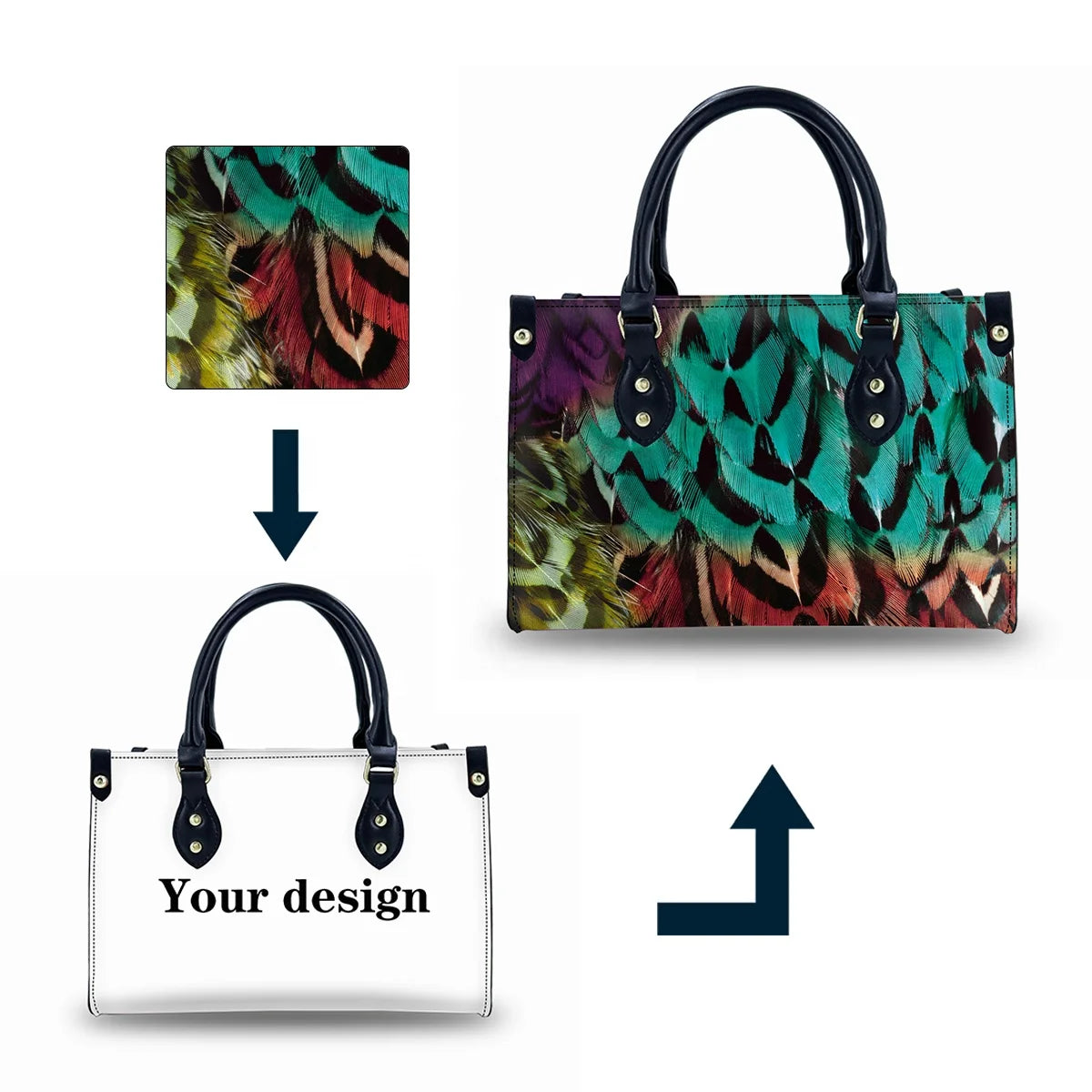 Designer Color Feather Pattern Trending Handbags Leather Fashion Women Handbags New Fashion 2023 Square Handbag