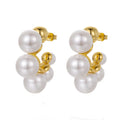Chunky French Vintage Retro Classic Simple Luxury Korean Trendy 18K Gold Plated Imitation Pearl Fashion Jewelry Earring