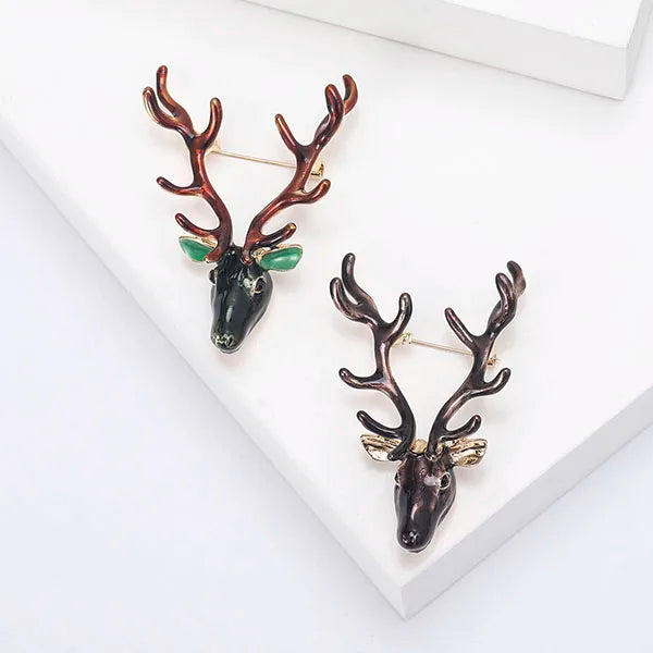 Retro Fawn Head Elk Brooch Men's Advanced Suits Elk Shawl Pin Women Lapel Pins Deer Corsage Collar Brooch Jewelry
