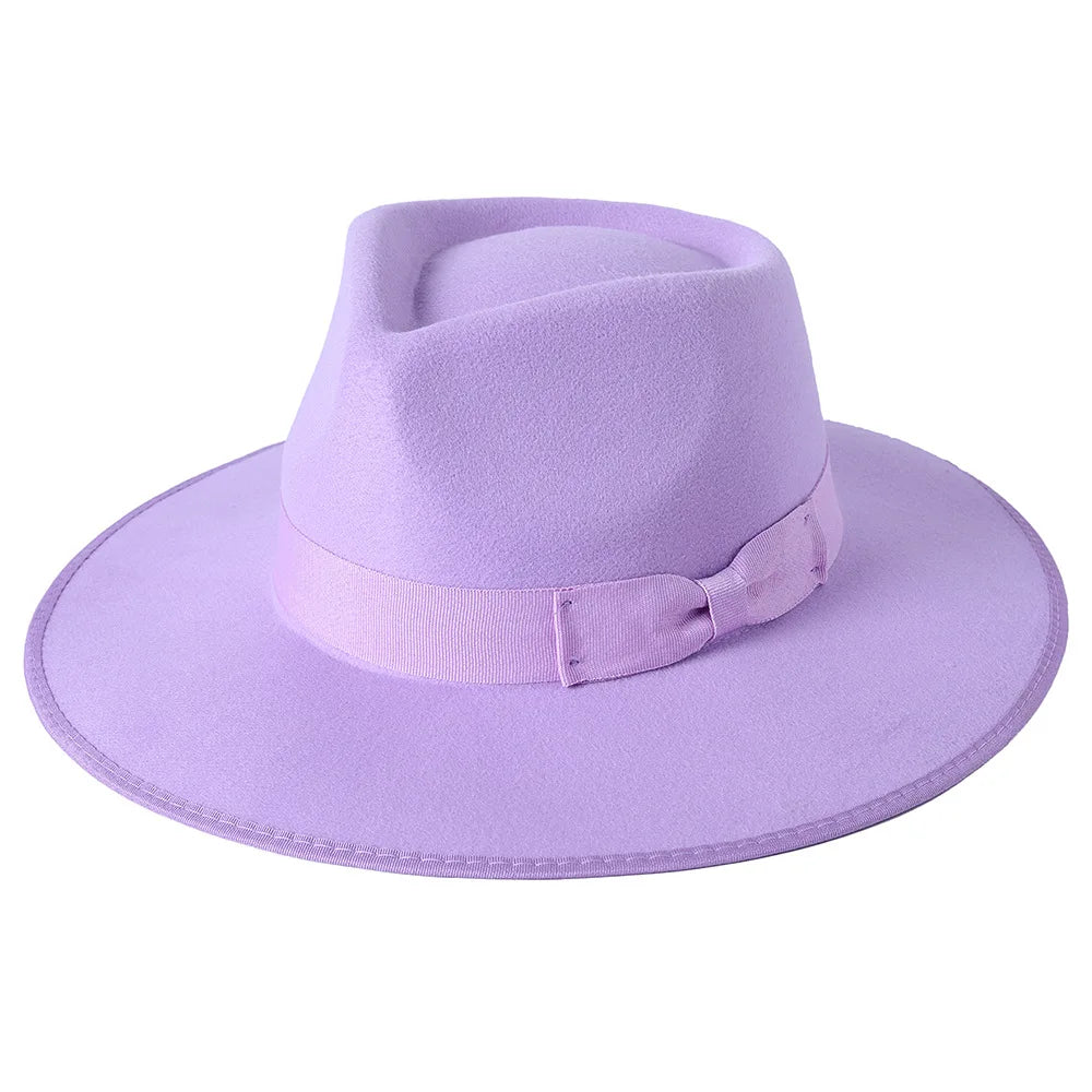 Fashion Chic Men Women 12 Colors Felt Purple Classic Tear-drop Fedora Hat Wide Brim Borsalino Panama Trilby Jazz Hat