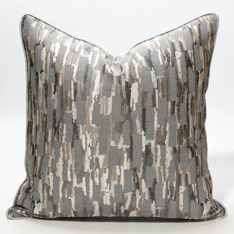 Wholesale Gray Geometric Pattern Cushion Cover Luxury European Jacquard Pillow Cover for Sofa Car